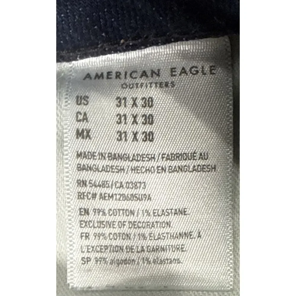 American Eagle Jeans‎ Mens 31x30 Blue Flex Relaxed Straight Dark Wash Denim